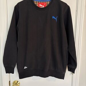 Puma Men's Black Crewneck Sweater with Blue Logo